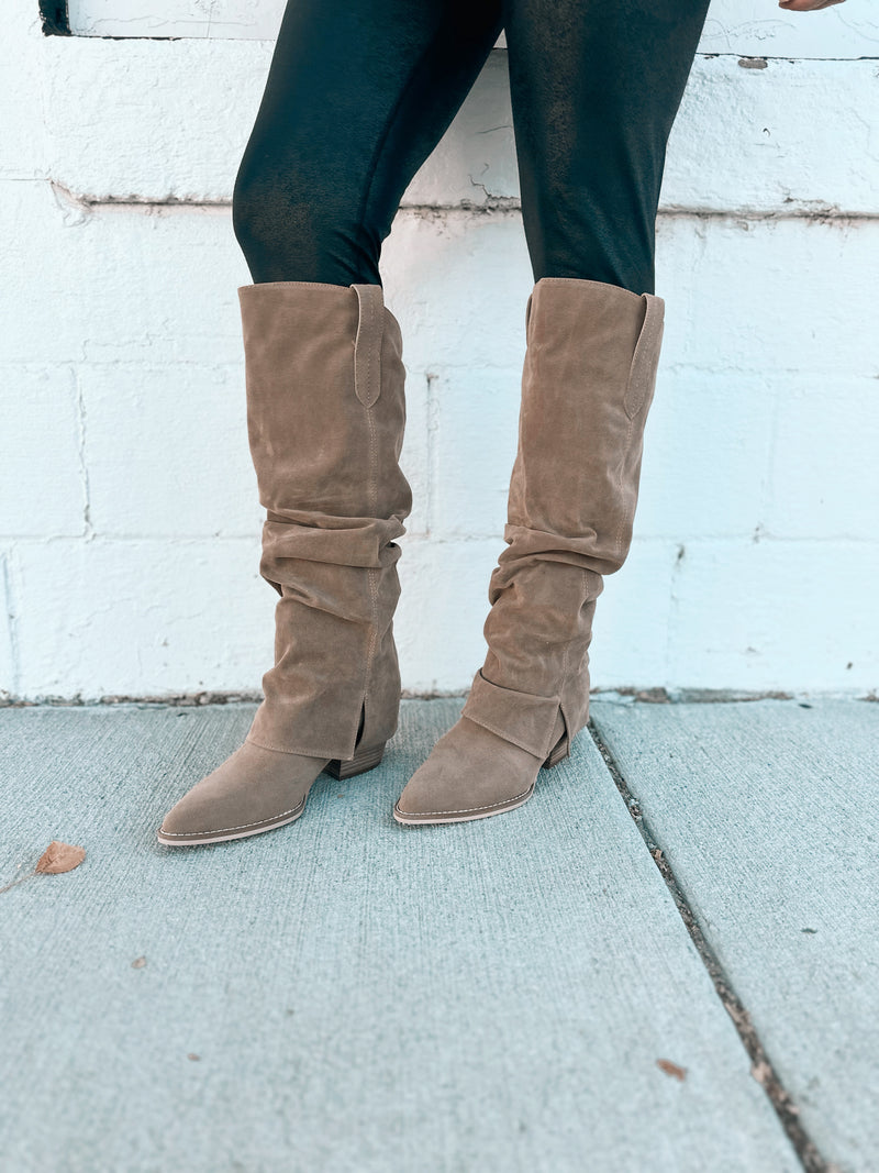 Thea Fold Over Boot in Khaki