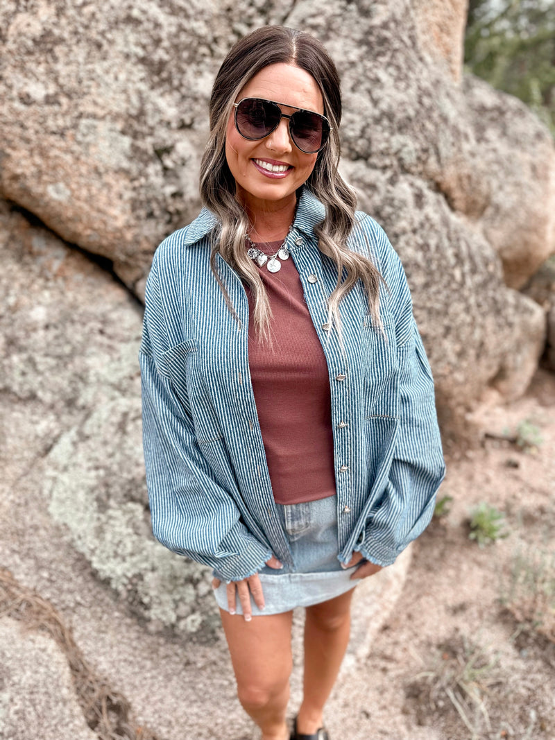 Brae Stripe Denim Jacket
