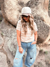 Asher Tee in Tan & White Stripe