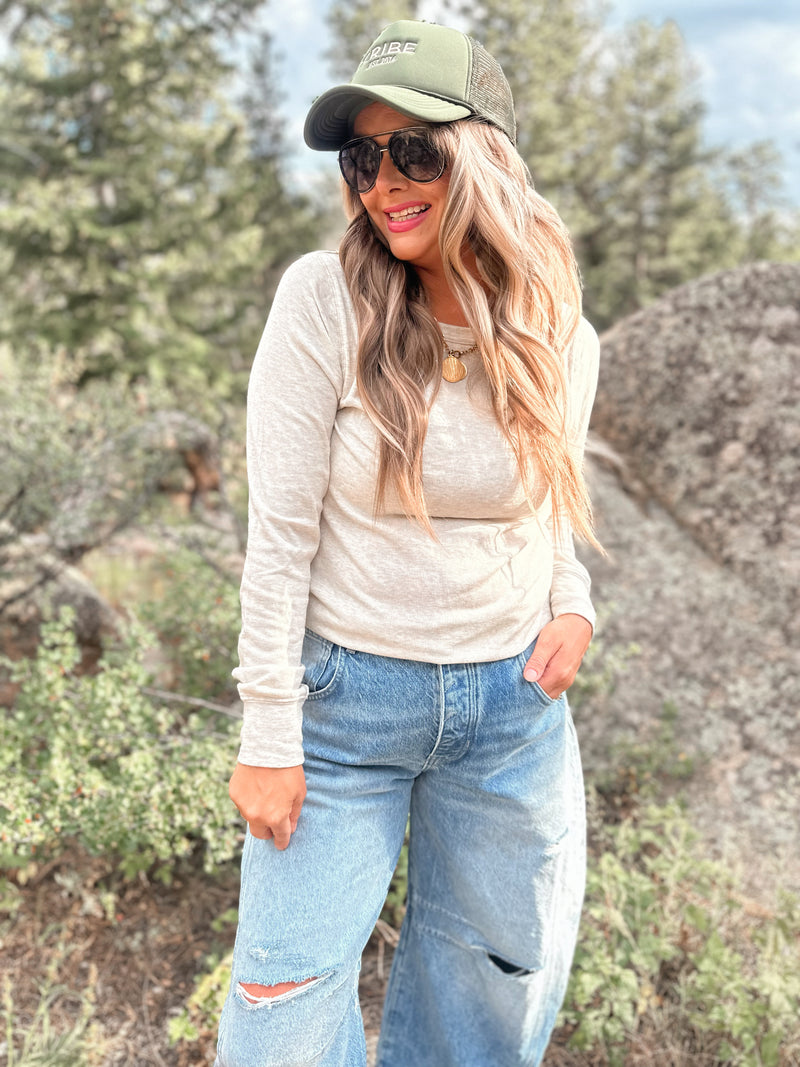 Stacy Top in Sand Heather