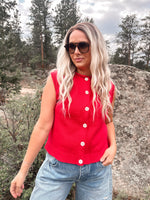 Miles Sweater Vest in Cherry