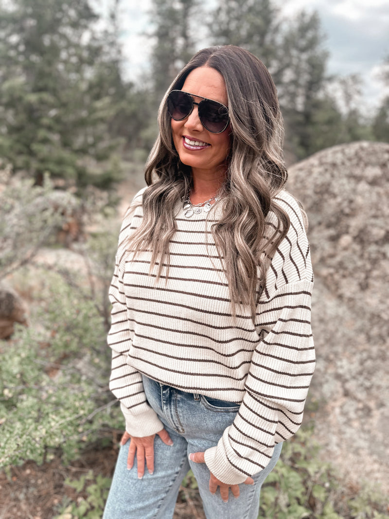Ely Sweater in Cream & Chocolate
