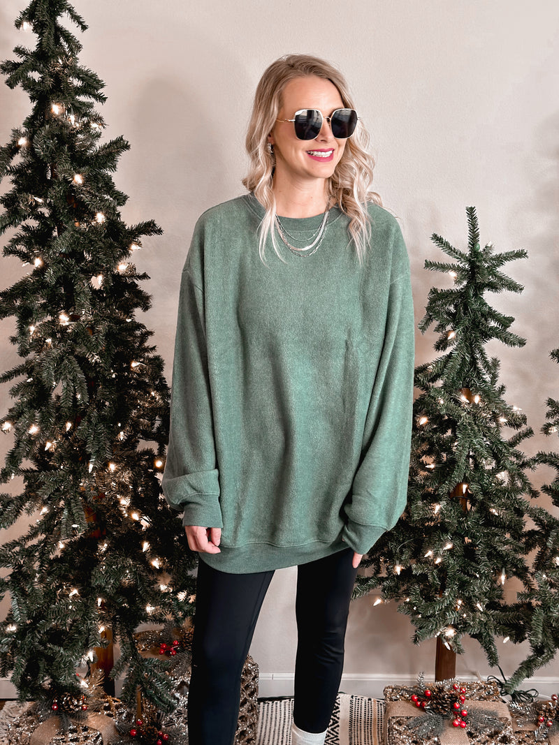 Evergreen Oversized Fleece Sweatshirt