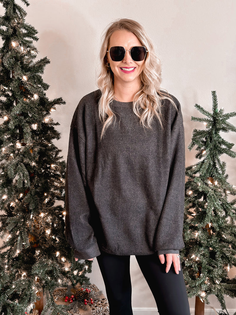 Charcoal Oversized Fleece Sweatshirt