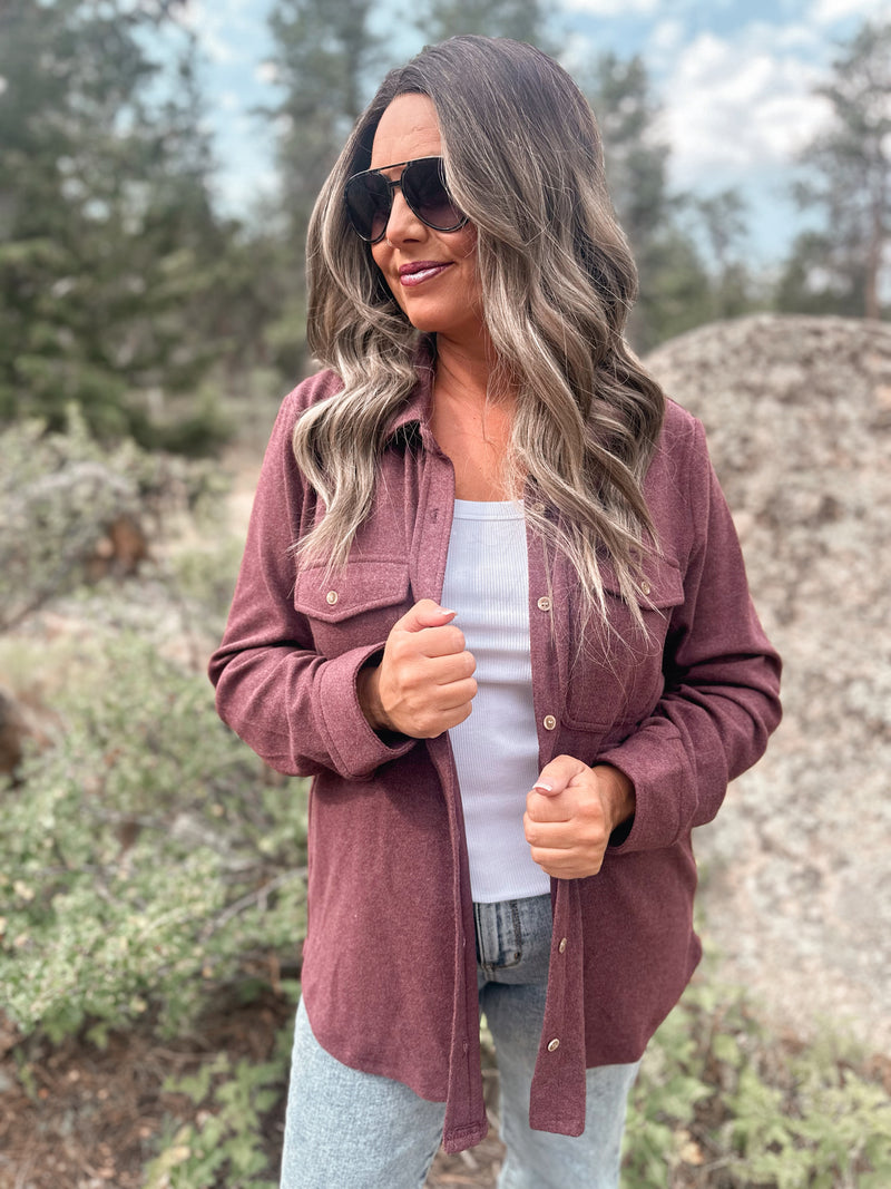 Cassian Shirt in Wine Heather
