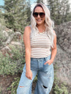 Edlin Tank in Off White & Umber Stripe