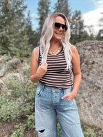 Edlin Tank in Coffee & Off White Stripe