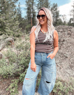 Edlin Tank in Coffee & Off White Stripe