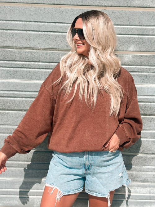 Keep It Casual Sweatshirt in Chesnut