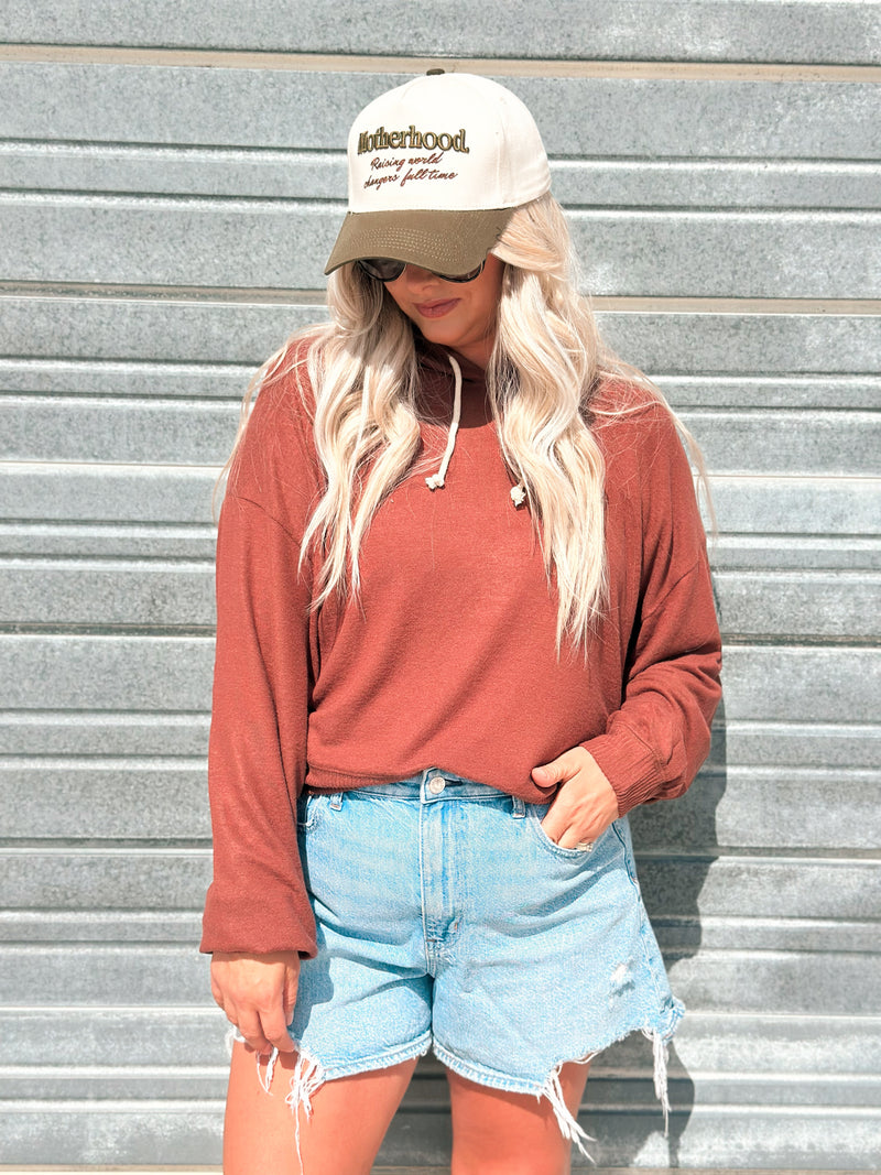 Brushed Hoodie in Chestnut