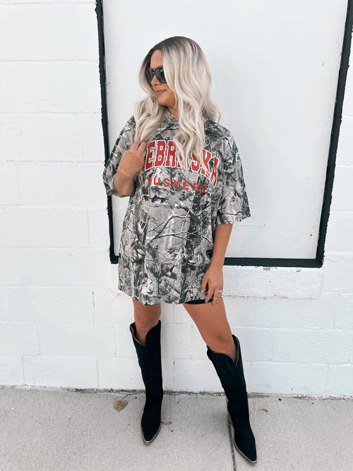 Nebraska Huskers Black Camo Tee