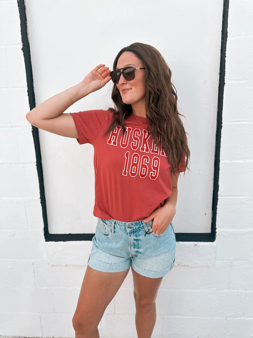 Huskers College Block Tee
