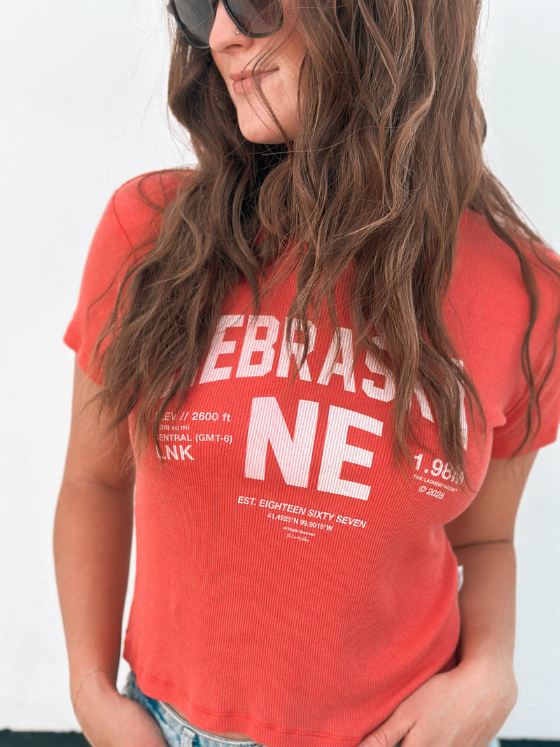 NE Elevation Baby Tee in Red
