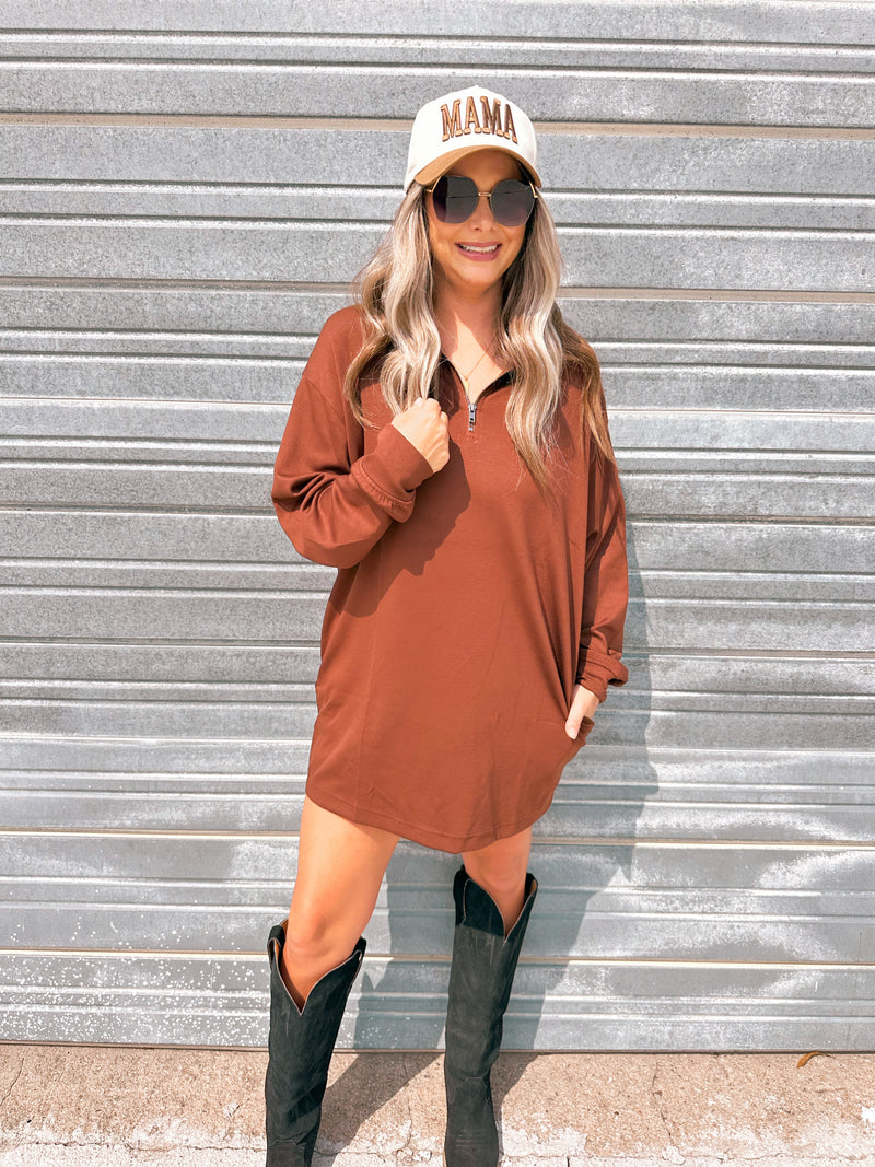 Hudson Scuba Mini Dress in Chestnut