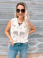 Chellie Crochet Vest in Cream