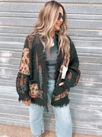 Bryson Cardigan in Charcoal Leopard