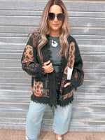 Bryson Cardigan in Charcoal Leopard