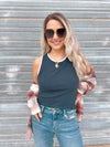 Irina Tank in Charcoal Blue