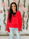 Rikkie Hooded Half Zip in Red Jewel