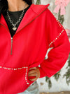 Rikkie Hooded Half Zip in Red Jewel