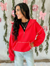 Rikkie Hooded Half Zip in Red Jewel