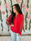 Ruby Hooded Half Zip in Christmas Plaid