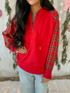 Ruby Hooded Half Zip in Christmas Plaid