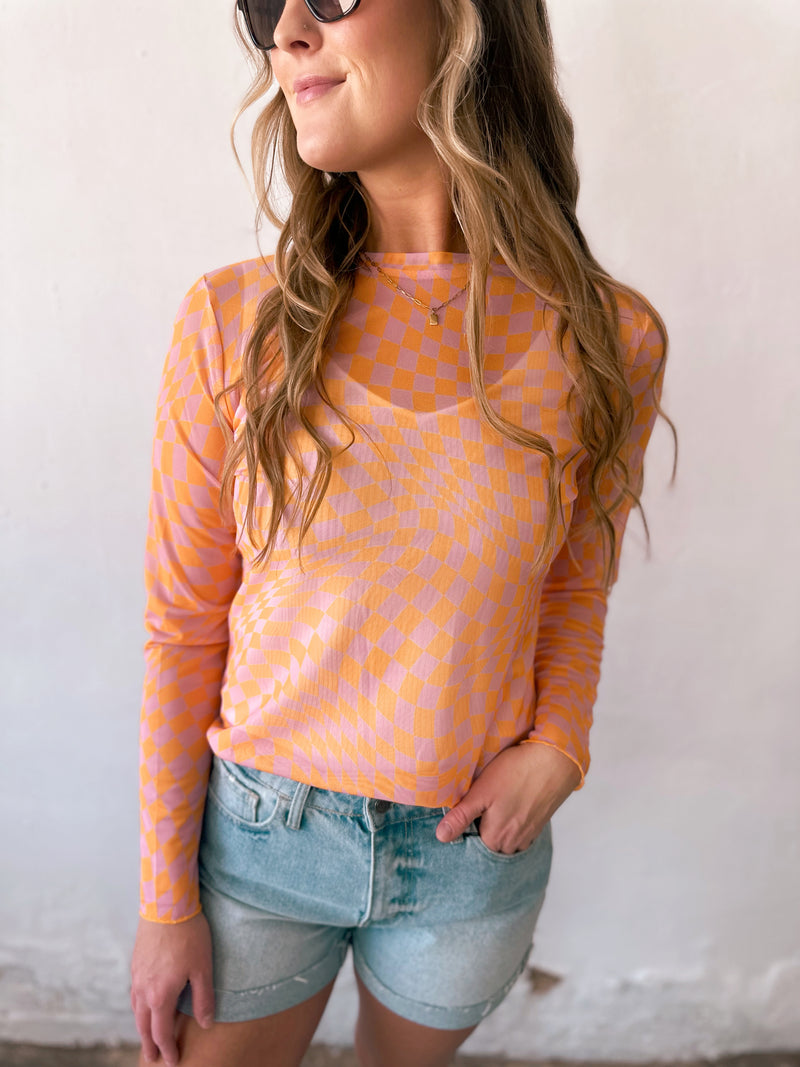 Check It Out Long Sleeve in Pink & Orange