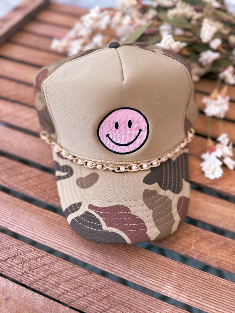 Camo Smiley Trucker Hat