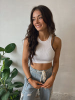 Ribbed Seamless Double Layer Tank - Cream