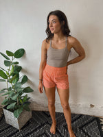 High Waisted Smocked Shorts - Peach