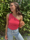 Brighter Days One Shoulder Top in Fuchsia