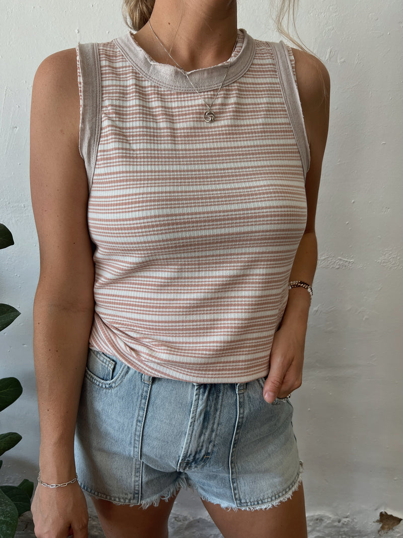 Gina Striped Tank in Blush