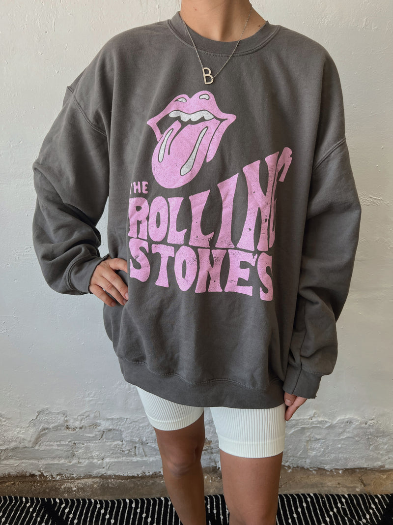 Rolling Stones Thrifted Sweatshirt in Charcoal