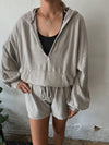 Comfy Girl Romper in Stone