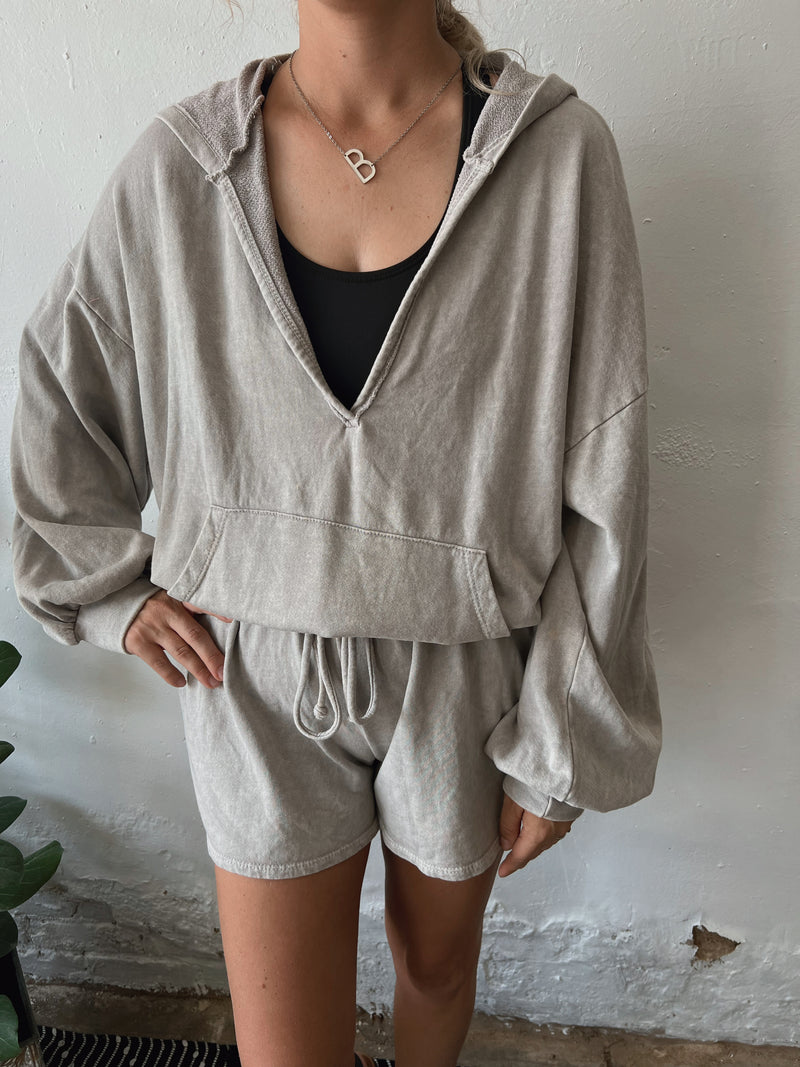 Comfy Girl Romper in Stone