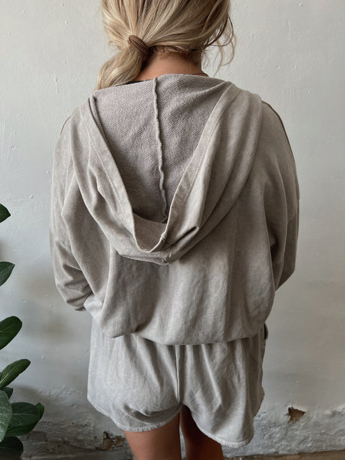 Comfy Girl Romper in Stone