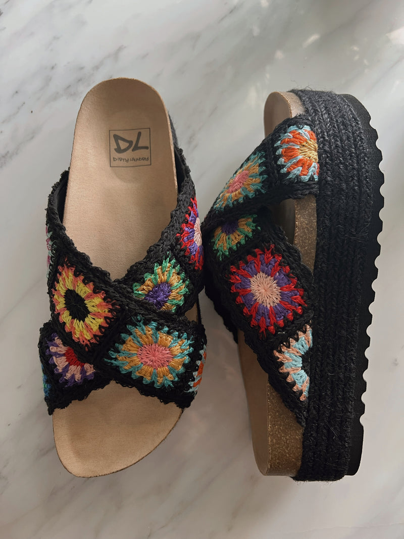 Plays Crochet Sandal in Black