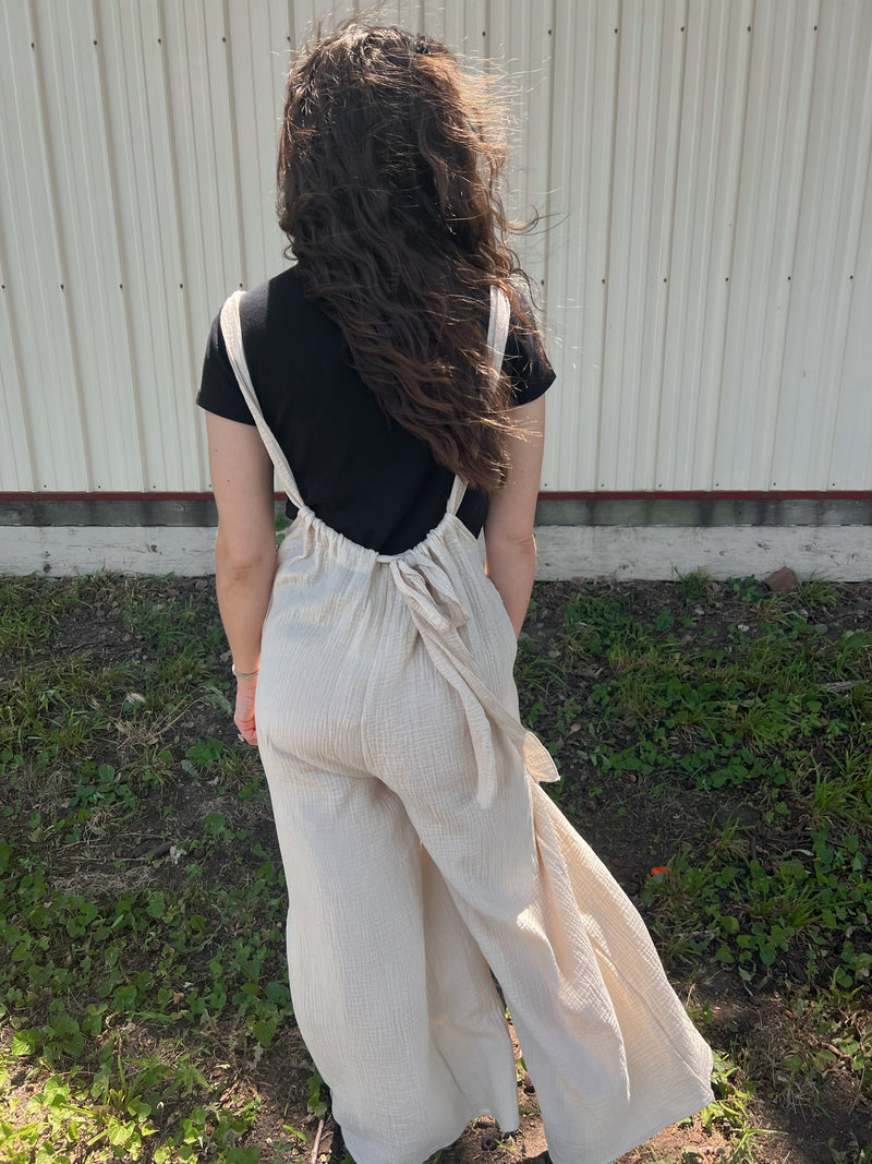 Wide Leg Suspender Pants