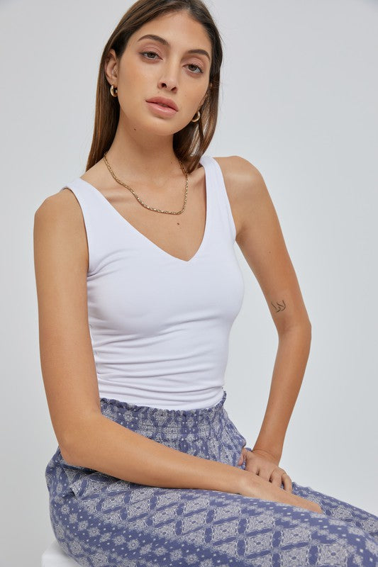 Be Cool V-Neck Tank in White