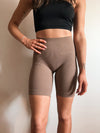 Ribbed Biker Shorts in Mocha