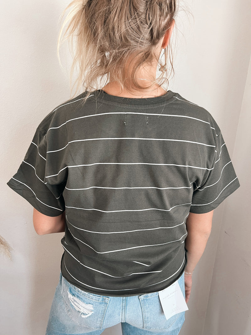 Katelin Tee in Black and White Stripe