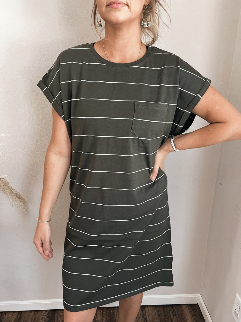 Rue Dress in Black & White Striped
