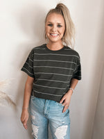 Katelin Tee in Black and White Stripe