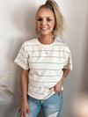 Katelin Tee in Ivory and Brown Stripe