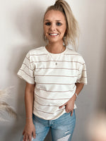 Katelin Tee in Ivory and Brown Stripe