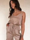 Satin Cargo Jumpsuit