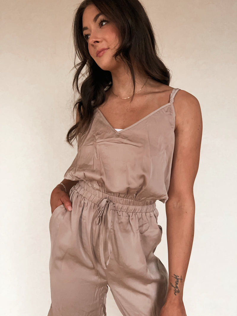 Satin Cargo Jumpsuit