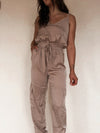 Satin Cargo Jumpsuit