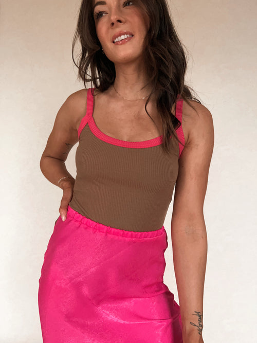 Poppi Bodysuit in Brown & Pink